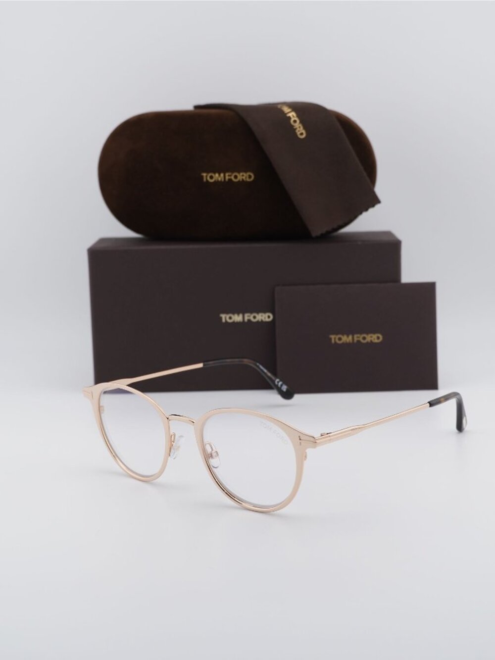 Tom Ford FT5528-B 029 Round Eyeglasses 49mm - Rose Gold